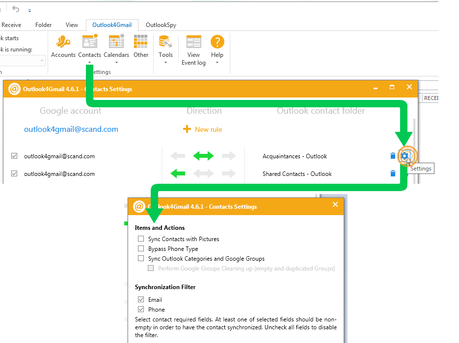 Outlook4Gmail screenshot